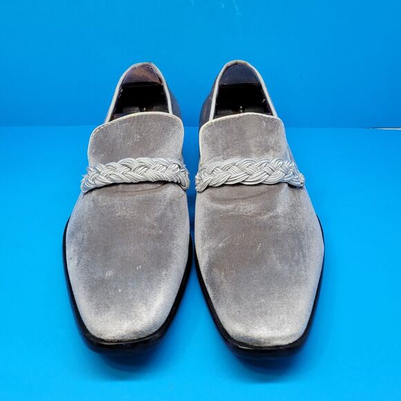After Midnight Mens Silver Velvet Braided Strap Loafer Size US 10 VGC - Picture 5 of 12